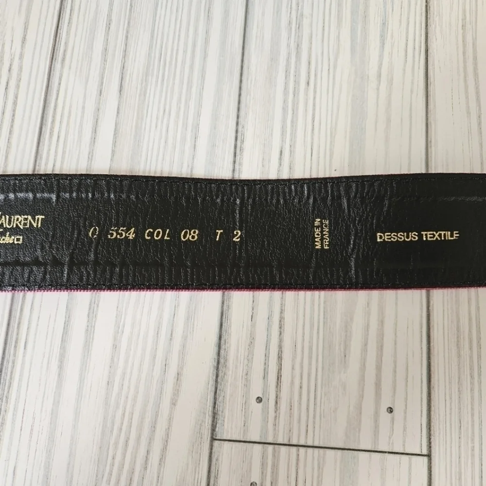 Yves Saint Laurent Rive Gauche Woven Cinch Waist Belt in Pink Size 28